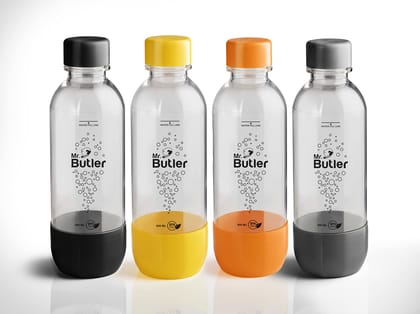 Mr. Butler BPA Free PET Bottle 500 ml, Pack of 4 (Orange, Yellow, Grey, Black)