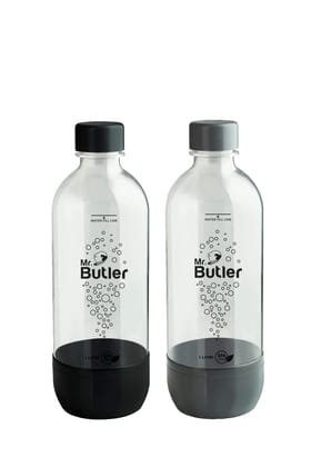 Mr. Butler BPA Free PET Bottle 1000 ml, Pack of 2 (Black & Grey)