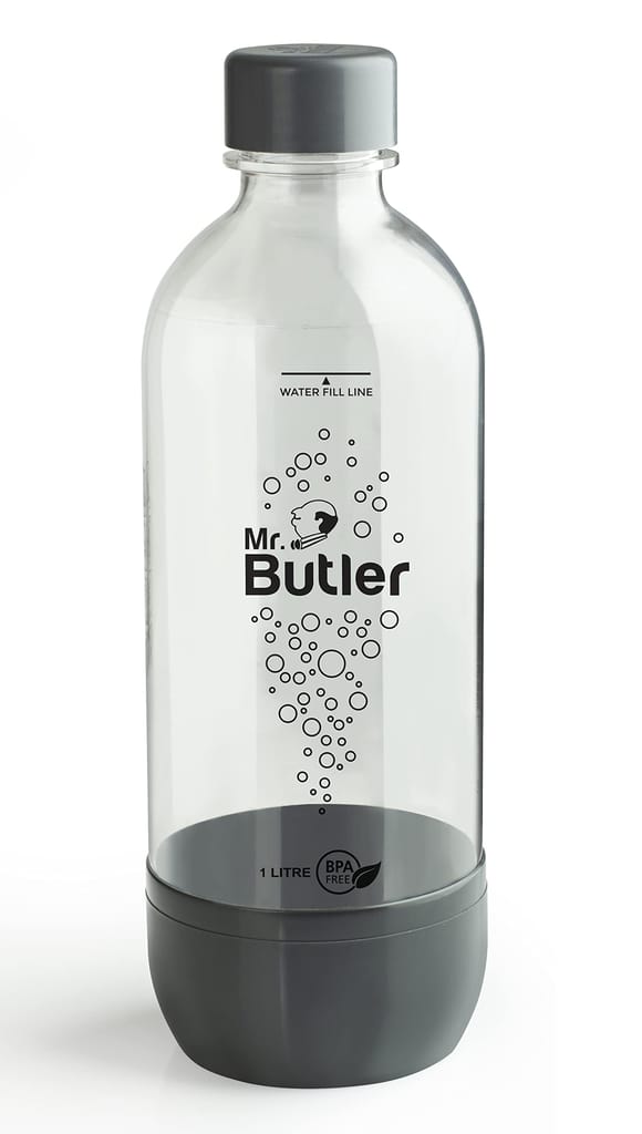 Mr. Butler BPA Free PET Bottle 1000 ml, Pack of 2 (Black & Grey)