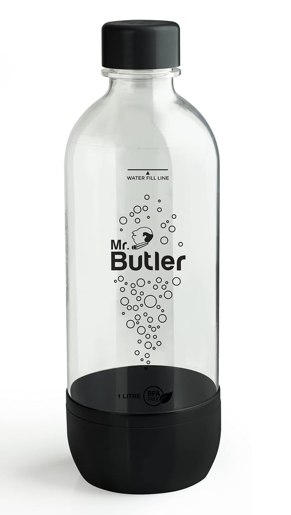 Mr. Butler BPA Free PET Bottle 1000 ml, Pack of 2 (Black & Grey)