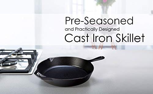 Mr. Butler Natural Pre-Seasoned Cast Iron Heavy Duty Skillet | Pan for Deep Fry | Induction & Oven Friendly Cookware | 10.25 Inch, 2 L Capacity, Black