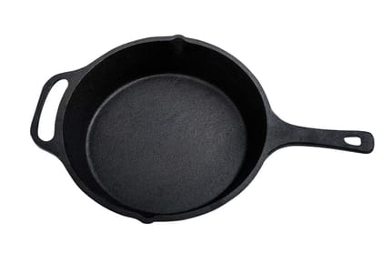 Mr. Butler Natural Pre-Seasoned Cast Iron Heavy Duty Skillet | Pan for Deep Fry | Induction & Oven Friendly Cookware | 10.25 Inch, 2 L Capacity, Black