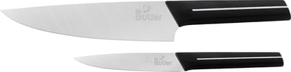 Mr. Butler Premium High-Carbon Stainless Steel Kitchen Knife Set, Chef & Utility Knife Combo, 2-Piece, Silver