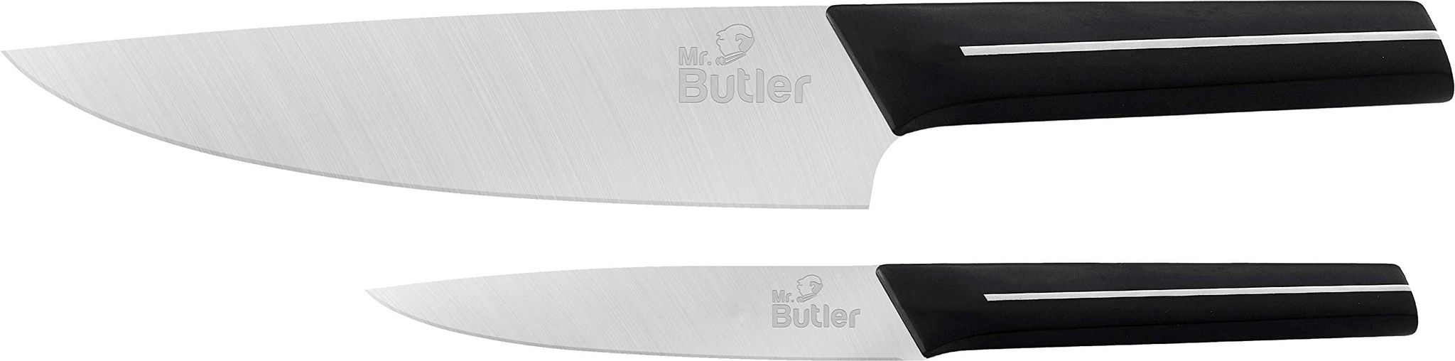 Mr. Butler Premium High-Carbon Stainless Steel Kitchen Knife Set, Chef & Utility Knife Combo, 2-Piece, Silver
