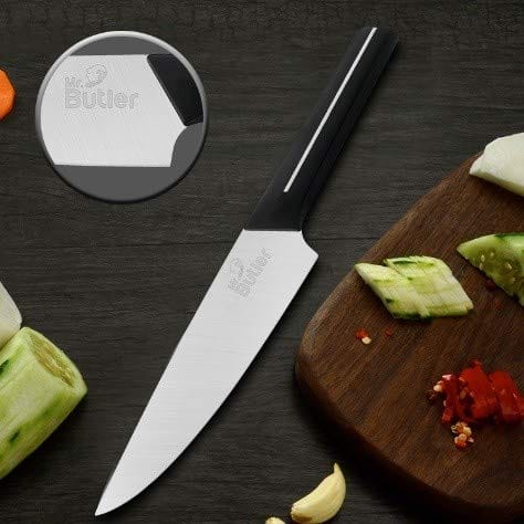 Mr. Butler Premium High-Carbon Stainless Steel Kitchen Knife Set, Chef & Utility Knife Combo, 2-Piece, Silver