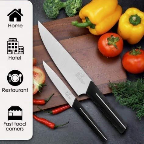 Mr. Butler Premium High-Carbon Stainless Steel Kitchen Knife Set, Chef & Utility Knife Combo, 2-Piece, Silver