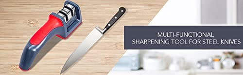 Mr. Butler Manual Kitchen Knife Sharpener, 2 Stage Sharpening Tool for Steel Knives