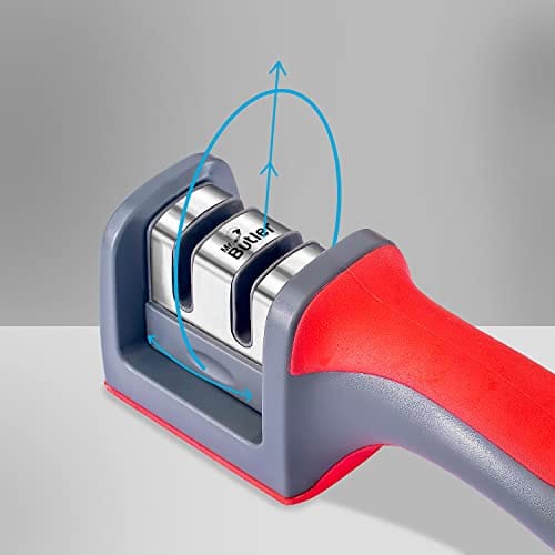 Mr. Butler Manual Kitchen Knife Sharpener, 2 Stage Sharpening Tool for Steel Knives