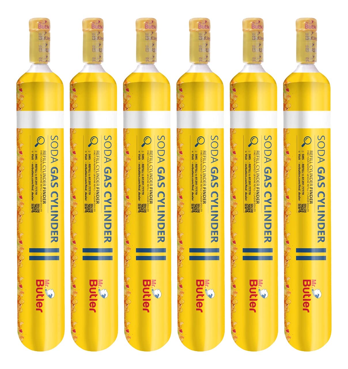 Mr. Butler Soda Maker CO2 Gas Cylinder, Pack of 6, Steel