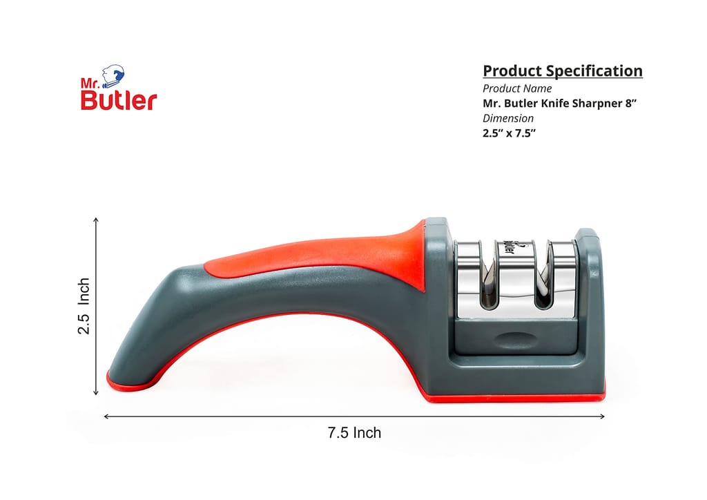 Mr. Butler Kitchen Knife Combo Pack - Chef Knife, Utility Knife & 2 Stage Sharpener, Pack of 3