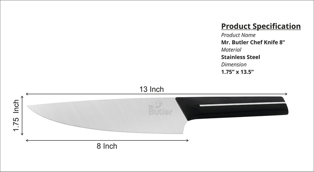 Mr. Butler Kitchen Knife Combo Pack - Chef Knife, Utility Knife & 2 Stage Sharpener, Pack of 3
