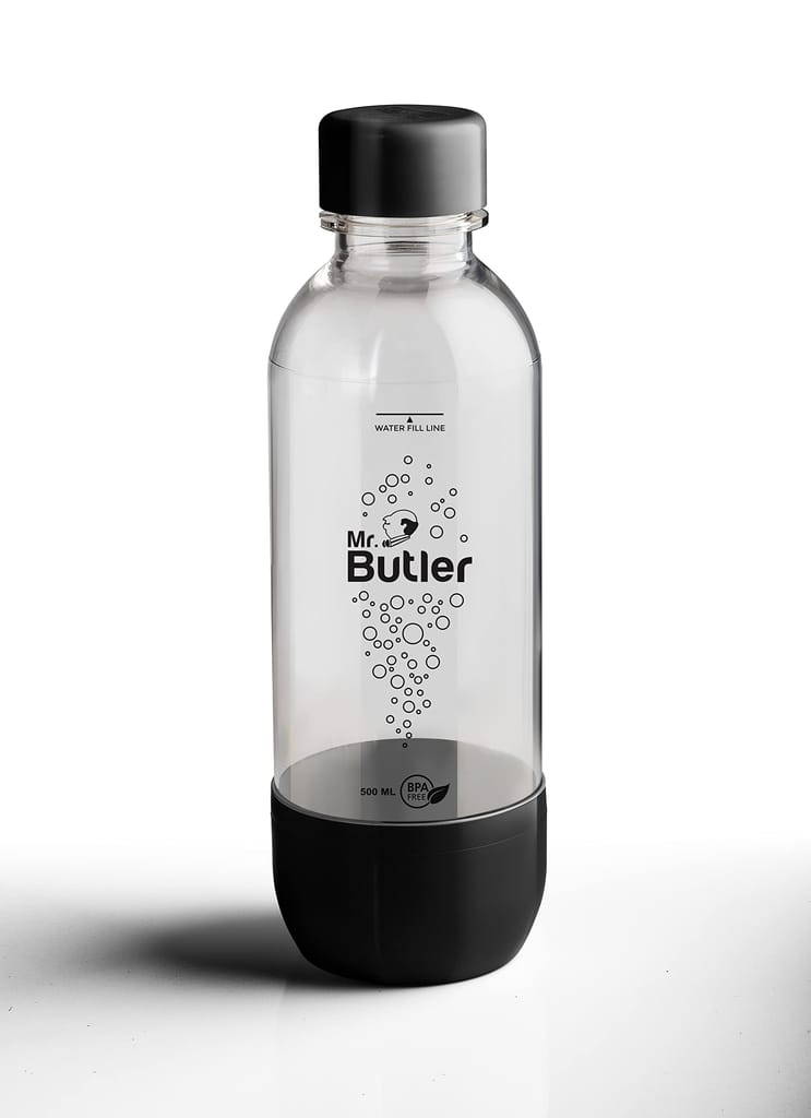 Mr. Butler BPA Free PET Bottle Combo Pack, 1000 ml & 500 ml, Pack of 4, Black