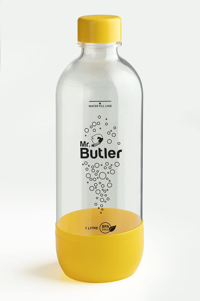 Mr. Butler BPA Free PET Bottle Combo Pack, 1000 ml & 500 ml, Pack of 4, Orange & Yellow