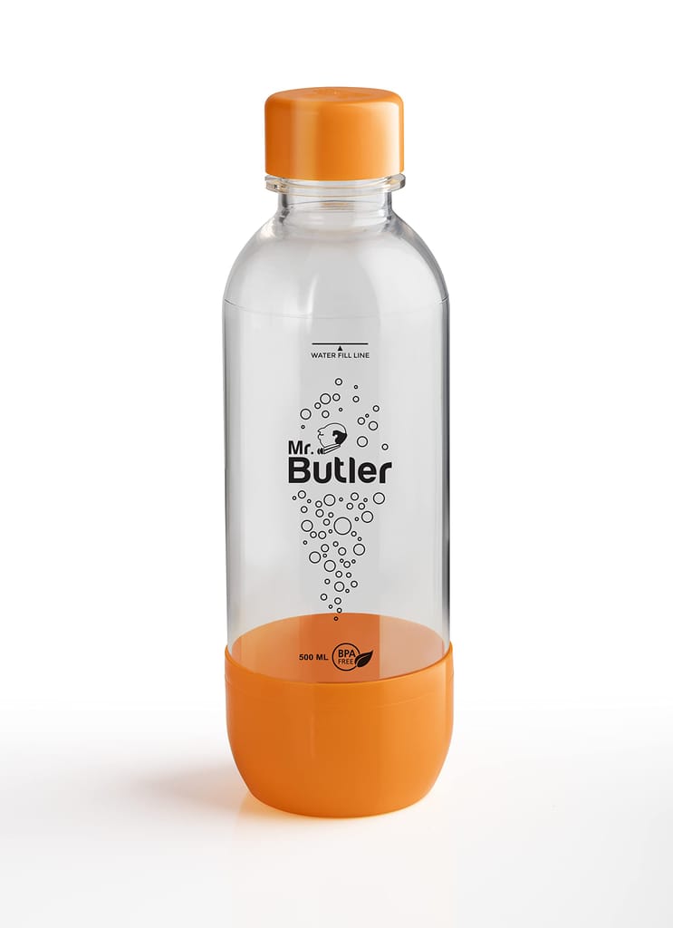 Mr. Butler BPA Free PET Bottle Combo Pack, 1000 ml & 500 ml, Pack of 4, Orange & Yellow