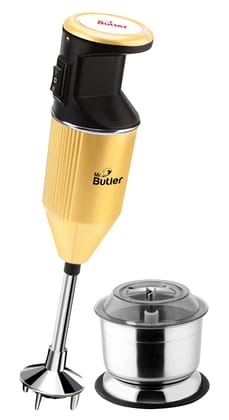 Mr. Butler 250-Watt Hand Mixer Blender for Kitchen with Chutney Jar, Dual Mode, 3 Multifunctional Food Grade Stainless Steel Blades, Copper Motor, 1 Year Warranty, ISI Certified, Gold