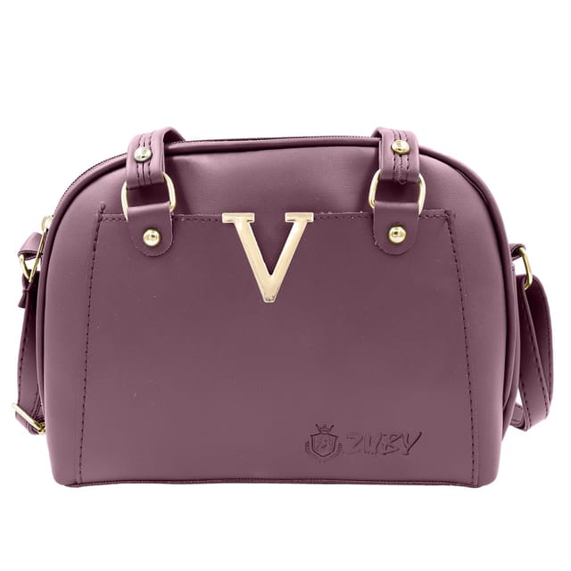 V chrome style Sling bag/Hand bag/Purse,V design in golden chrome in front  with adjustable long strap Comes in PU-Leather material