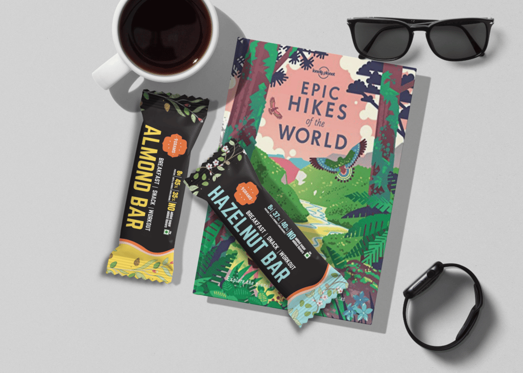 9GRAMS Energy Bar | Wholegrains and nuts | No added Sugar | No Preservatives | 50gms each (Hazelnut(pack of 4)