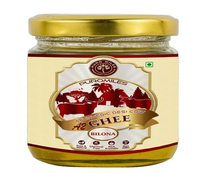 Puro Miles A2 Bilona Cow Ghee -220mL| Made with A2 Milk of Desi Kankrej Cow | Curd Churned | Pure & Natural