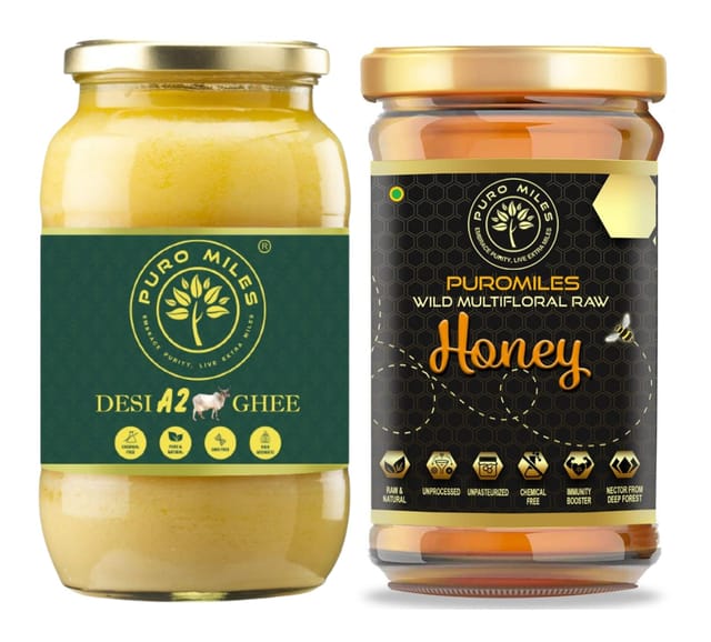 Puro Miles Wellness A2 Cow Ghee & Pure Honey Puro Miles Combo of A2