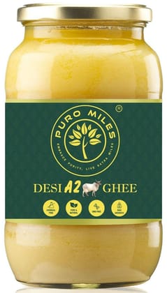 Puro Miles A2 Cow Ghee-500mL | Pure Fresh Premium Ghee From Desi Kankrej Cow | Organic ,Natural &Traditional | Prepared in Small Batches