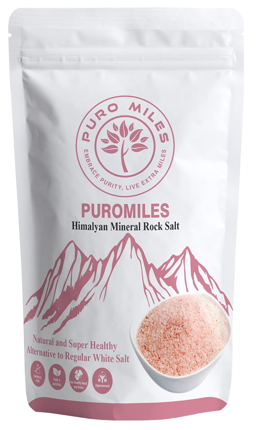 Puro Miles Pink Rock Salt 4 Kg | Himalayan Mineral Salt Fine Grain Powder| Sendha Namak | Pure Natural Healthy | No Anti-Caking Agents