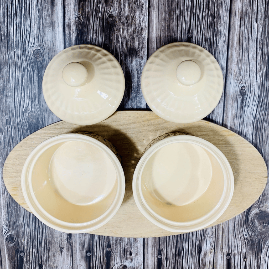 Homefrills Handpainted Multi-Utility Storage Ceramic Jars & Containers with Lid Ceramic Jars for Kitchen& Dining Table Storage Snacks/butter Jar Set of 2(2 jars with Lid) Colour-Ivory