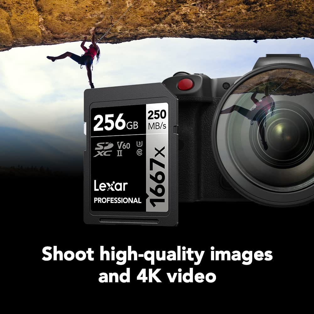 Lexar Professional 1667x 256GB SDXC U3 SD Card For Camera,Computer LSD256GCB1667 UHS-II V30
