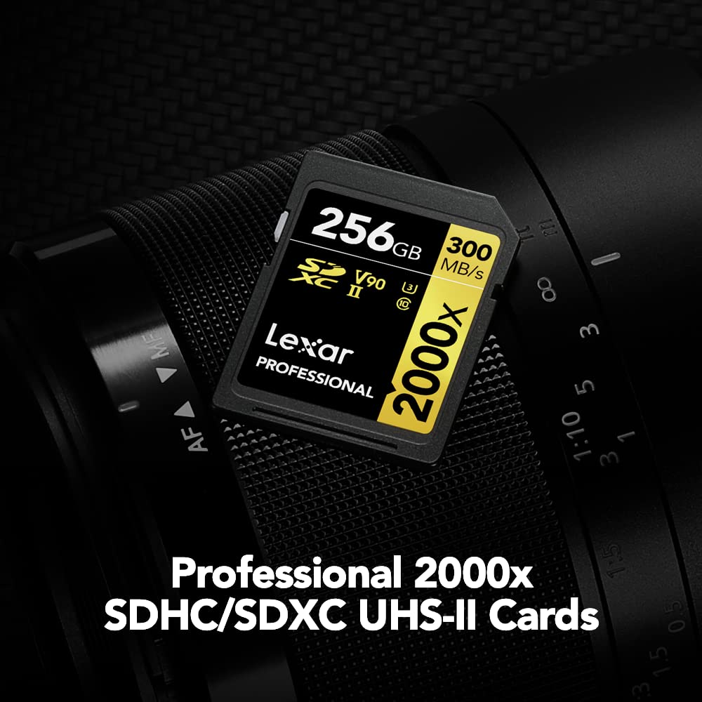 Lexar Professional 2000x 256GB SDHC UHS-II SD Card For Camera LSD20000256G-BNNNG