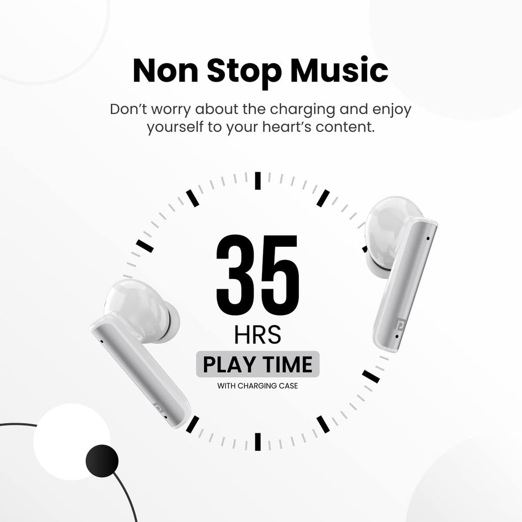 Portronics Harmonics Twins 27 TWS Earbuds with ANC+ENC 35Hrs Battery Dual Mic Support