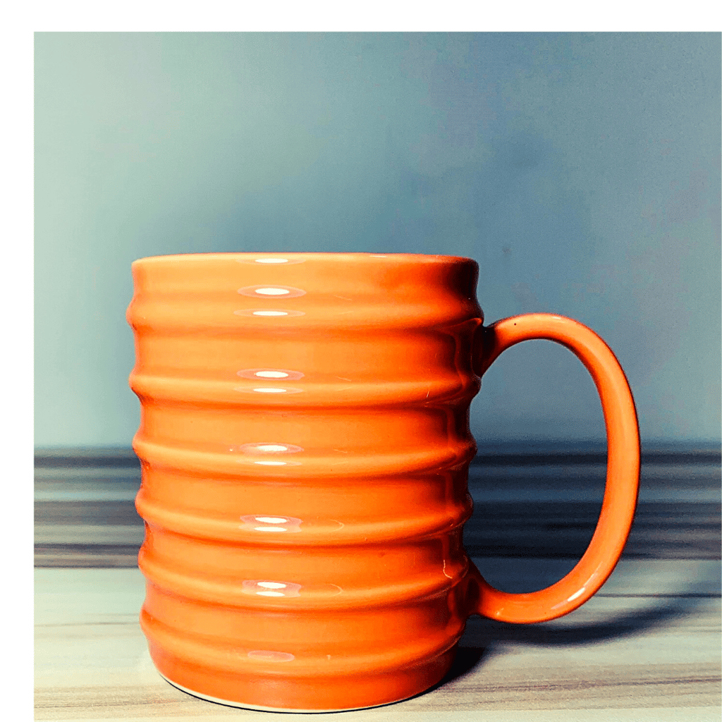 Homefrills Ceramic Hand Crafted Glossy line Design Ceramic Coffee Mug (Orange) Suitable for Coffee, Tea, Juice, Cappuccino,Milk etc. (275ml) Set of 1