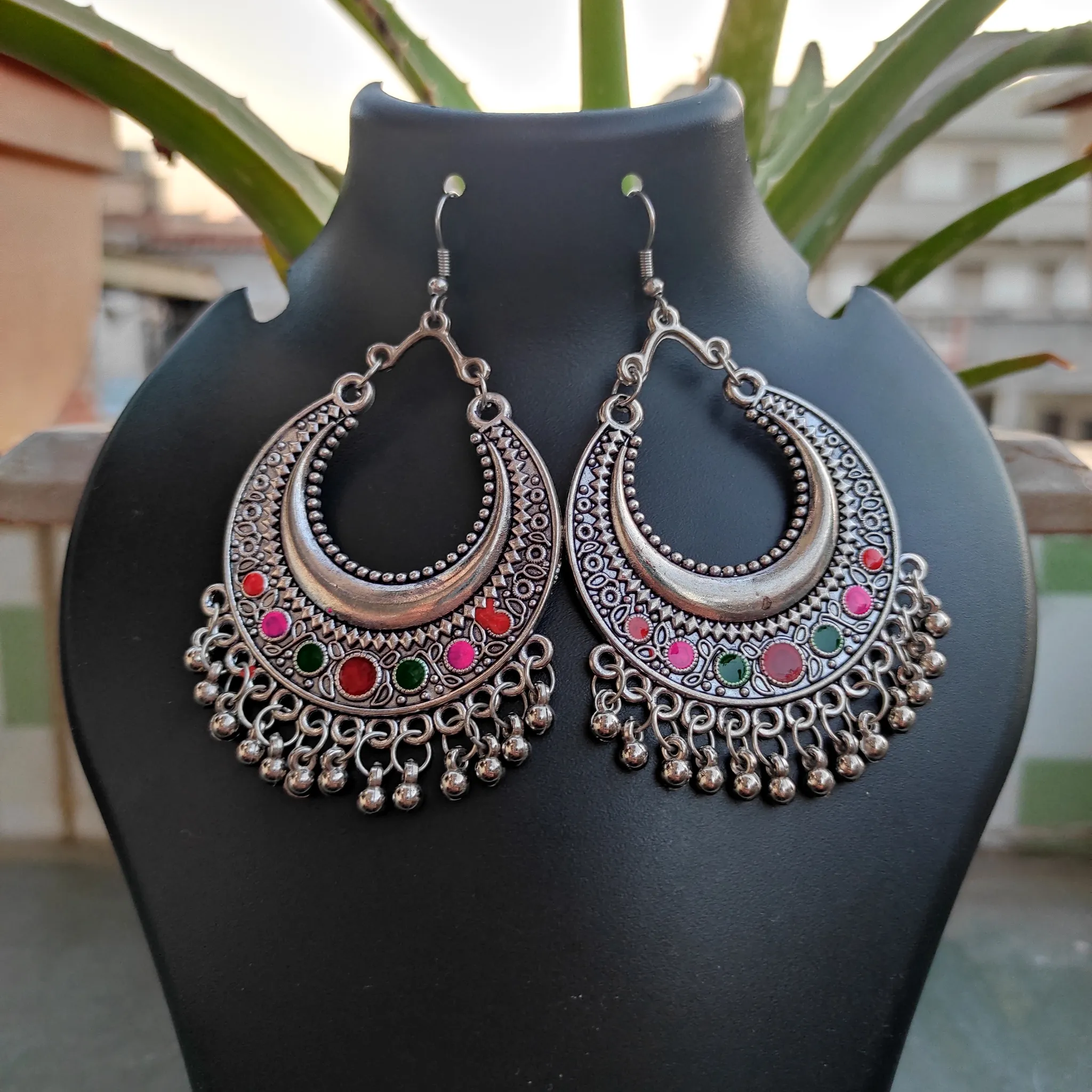 Chandbali Earrings Crafted in Gold Rubies  Emeralds JL AU 105
