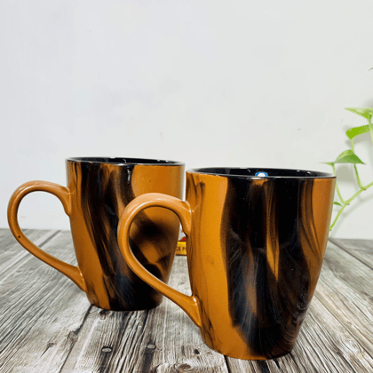 Homefrills Ceramic Hand Crafted Glossy Ceramic Coffee Mugs (Brown) Suitable for Coffee, Tea, Juice, Cappuccino, etc. (275ml) Set of 2