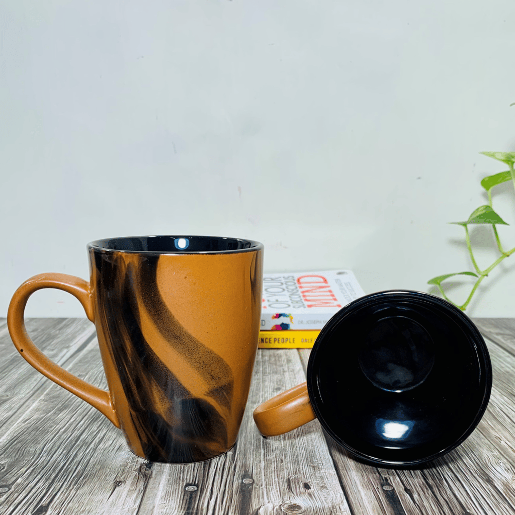 Homefrills Ceramic Hand Crafted Glossy Ceramic Coffee Mugs (Brown) Suitable for Coffee, Tea, Juice, Cappuccino, etc. (275ml) Set of 2