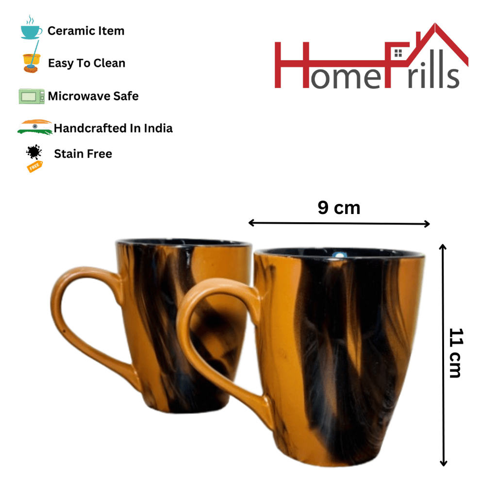 Homefrills Ceramic Hand Crafted Glossy Ceramic Coffee Mugs (Brown) Suitable for Coffee, Tea, Juice, Cappuccino, etc. (275ml) Set of 2