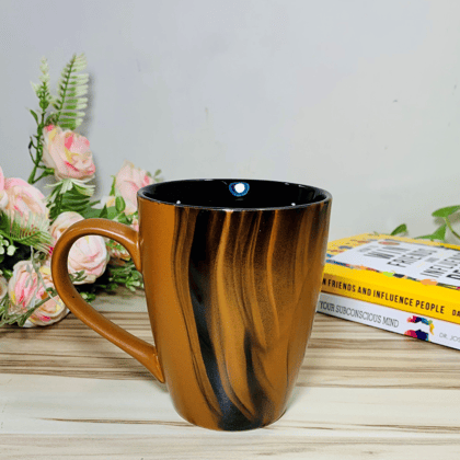 Homefrills Ceramic Hand Crafted-Hand Painted Ceramic Coffee Mug (Brown) Suitable for Coffee, Tea, Juice, Cappuccino, etc. (275ml)