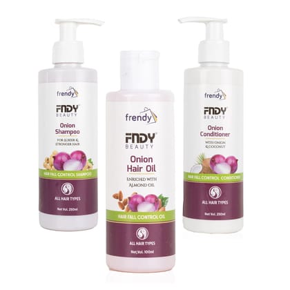 FNDY Hair Care Combo - (Onion Oil + Onion Shampoo + Onion Conditioner)