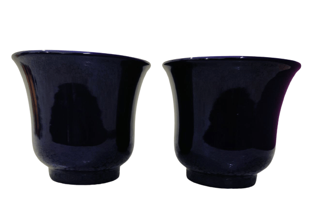 Homefrills High Glossy Blue Colour Ceramic Small Planters Pots Combo for Indoor & Outdoor Home, Garden, Office Decor,Balcony Planters Pot Gamla Size-14 * 13 cm Colour-Blue(Set of 2)