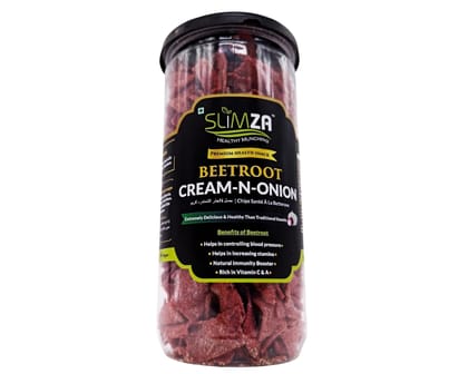 Slimza Healthy Premium Quality Beetroot Cream N Onion Chips (150gm) | No Preservatives | Gluten Free | Vegan | No MSG
