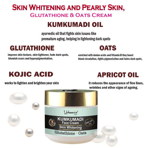 Urbaano Herbal Kumkumadi Skin Brightening Cream with Glutathione & Oats  Deep Hydration Formula