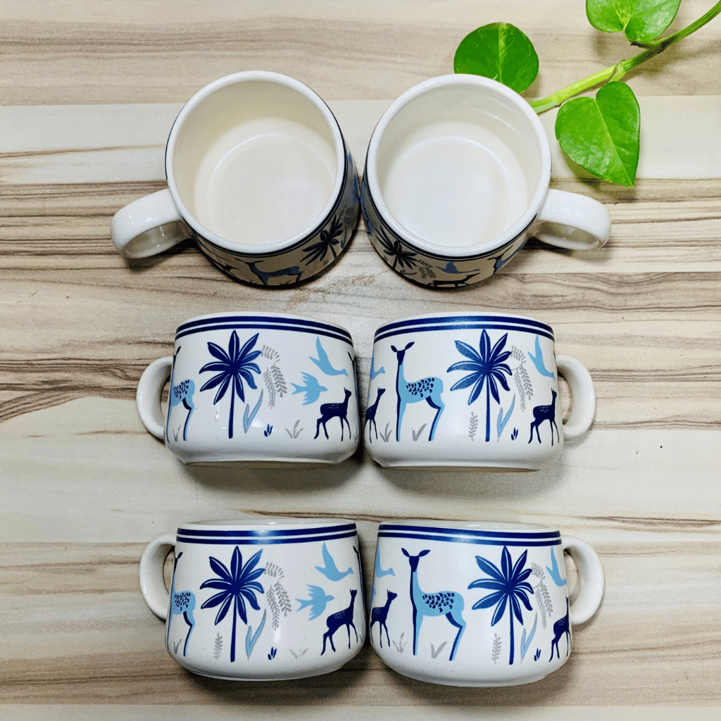 Homefrills Premuim Stoneware Hand Painted Ceramic Stylish Tea/Coffee Cups Set of 6