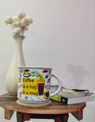 Homefrills Ceramic Hand Crafted-Hand Painted Multicolour Designer Ceramic Coffee Mug ,Cup Suitable for Coffee, Tea, Juice, Cappuccino, etc. (275ml) Set of 1