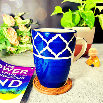 Homefrills Ceramic Hand Crafted-Hand Painted Ceramic Coffee Mug (Blue) Suitable for Coffee, Tea, Juice, Cappuccino, etc. (275ml)