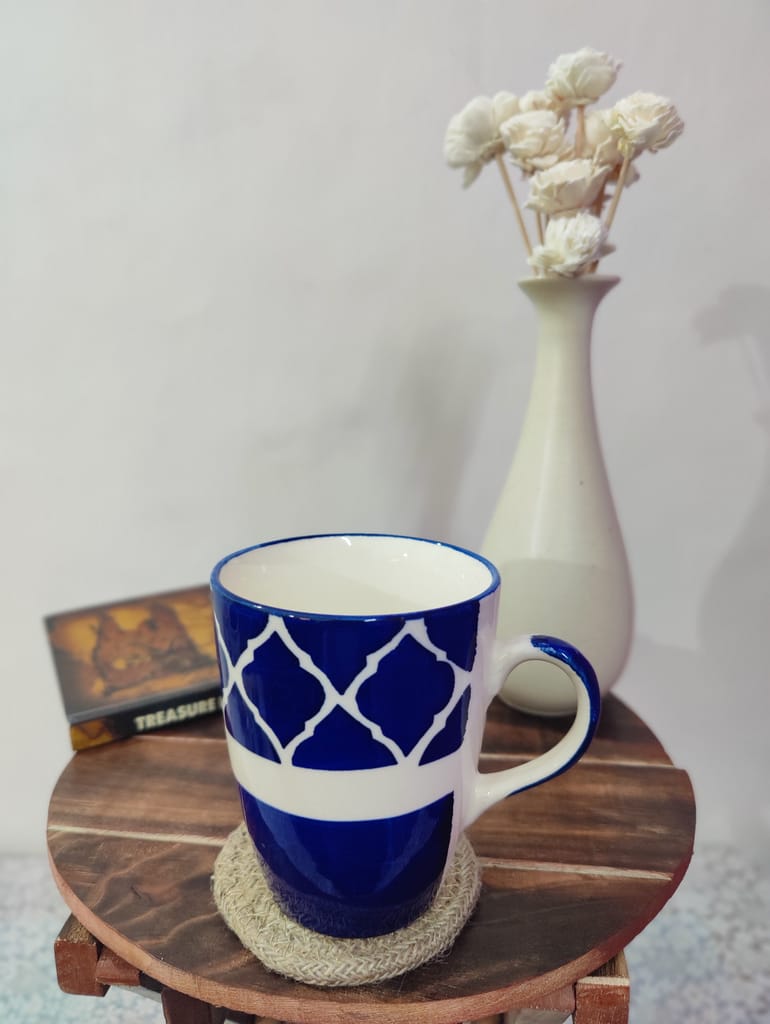 Homefrills Ceramic Hand Crafted-Hand Painted Ceramic Coffee Mug (Blue) Suitable for Coffee, Tea, Juice, Cappuccino, etc. (275ml)