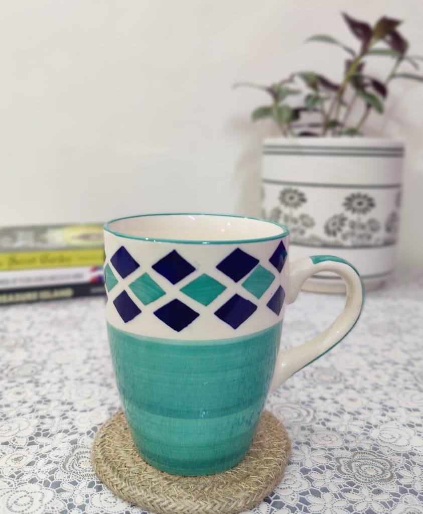 Homefrills Ceramic Hand Crafted-Hand Painted Ceramic Coffee Mug (Green) Suitable for Coffee, Tea, Juice, Cappuccino, etc. (250ml)