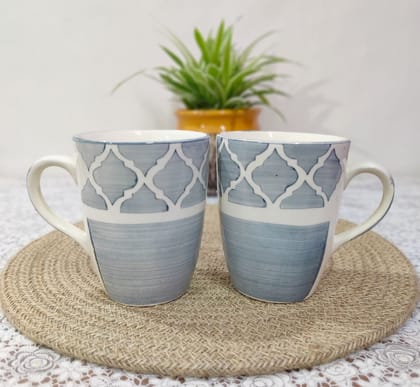Homefrills Ceramic Hand Crafted-Hand Painted Ceramic Coffee Mug (Grey) Suitable for Coffee, Tea, Juice, Cappuccino, etc. (275ml) Set of 2