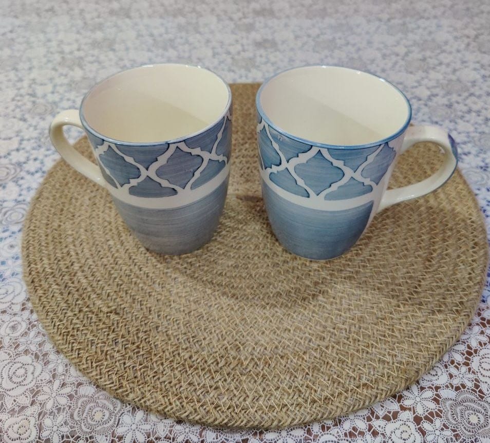 Homefrills Ceramic Hand Crafted-Hand Painted Ceramic Coffee Mug (Grey) Suitable for Coffee, Tea, Juice, Cappuccino, etc. (275ml) Set of 2