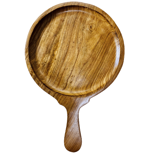 Homefrills Hand-Crafted Sheesham Wood Pizza Pan, Pizza Serving Tray Pizza & Snack Serving Plate/Tray/Dish for Kitchen,Home,Café,Restaurants Size-9 Inch