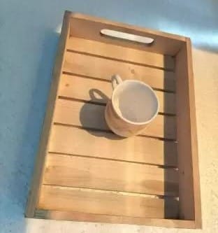 Homefrills Pine Wood Premium Serving Tray/Platter, Handmade Rectangular Platter/Trays with Handles for Serving Pastries, Snacks,Coffee- Size-30 L*20 W