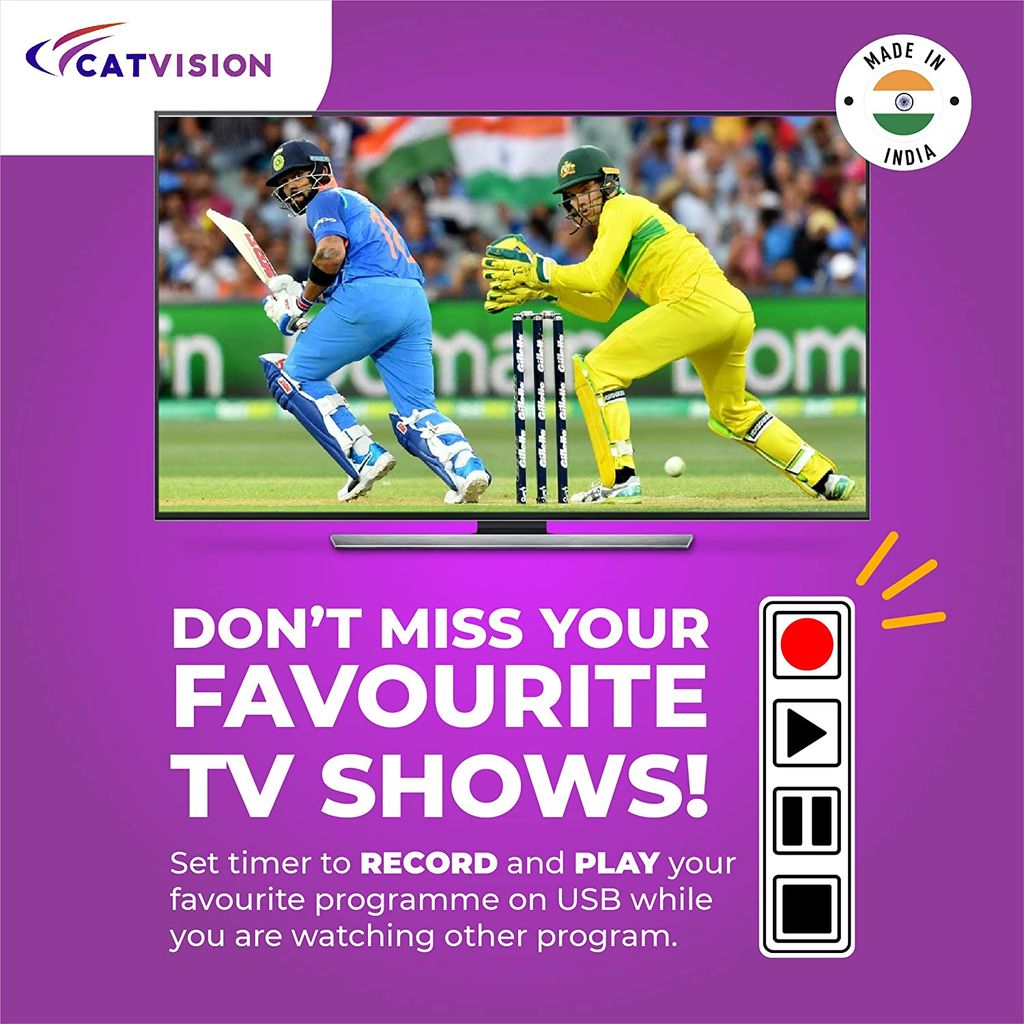 Catvision DD Free Dish DTH MPEG4 HD Set Top Box for 115+ Free TV Channels