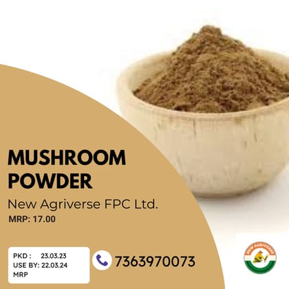 Dry Mushroom Powder - Pure Organically grown Oyster Mushroom Powder 100 gm